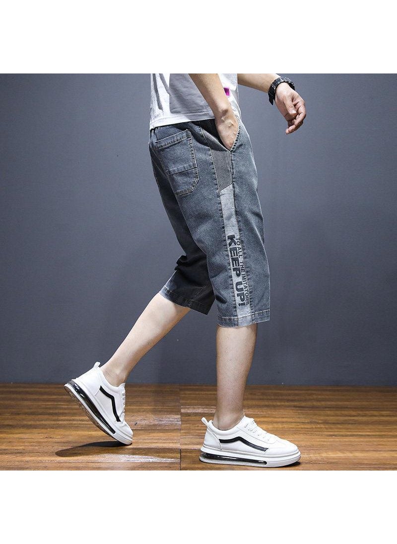 2023 Mens Denim Shorts Casual Loose Fit Black and gray