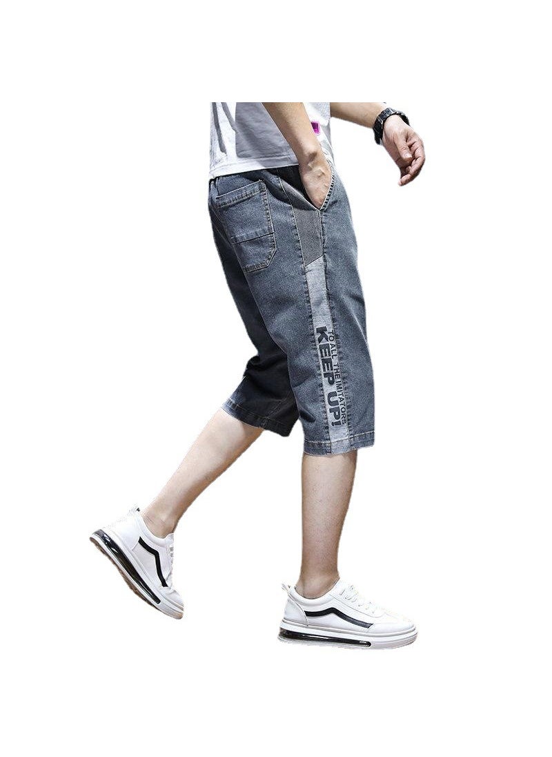 2023 Mens Denim Shorts Casual Loose Fit Black and gray