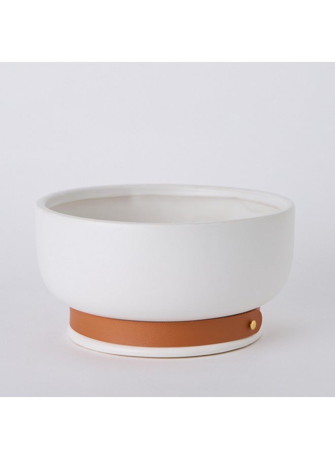 Tilden Ceramic Deco Bowl with PU Band 22 x 22 x 11.5 cm