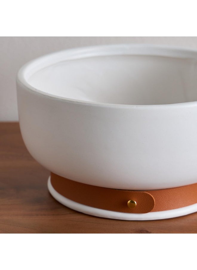 Tilden Ceramic Deco Bowl with PU Band 22 x 22 x 11.5 cm