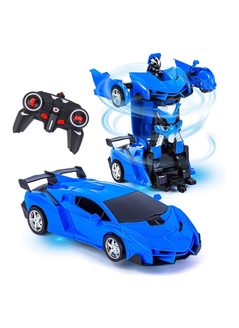 Remote Control Toys for Kids,Birthday for 5-12 Year Old Hobby Rc Robot Car Toy 2 1 Deformation Car Transformer Toy for 6-10 Year Old Racing Cars for Boys Girls 1 18 Scale Cars Blue