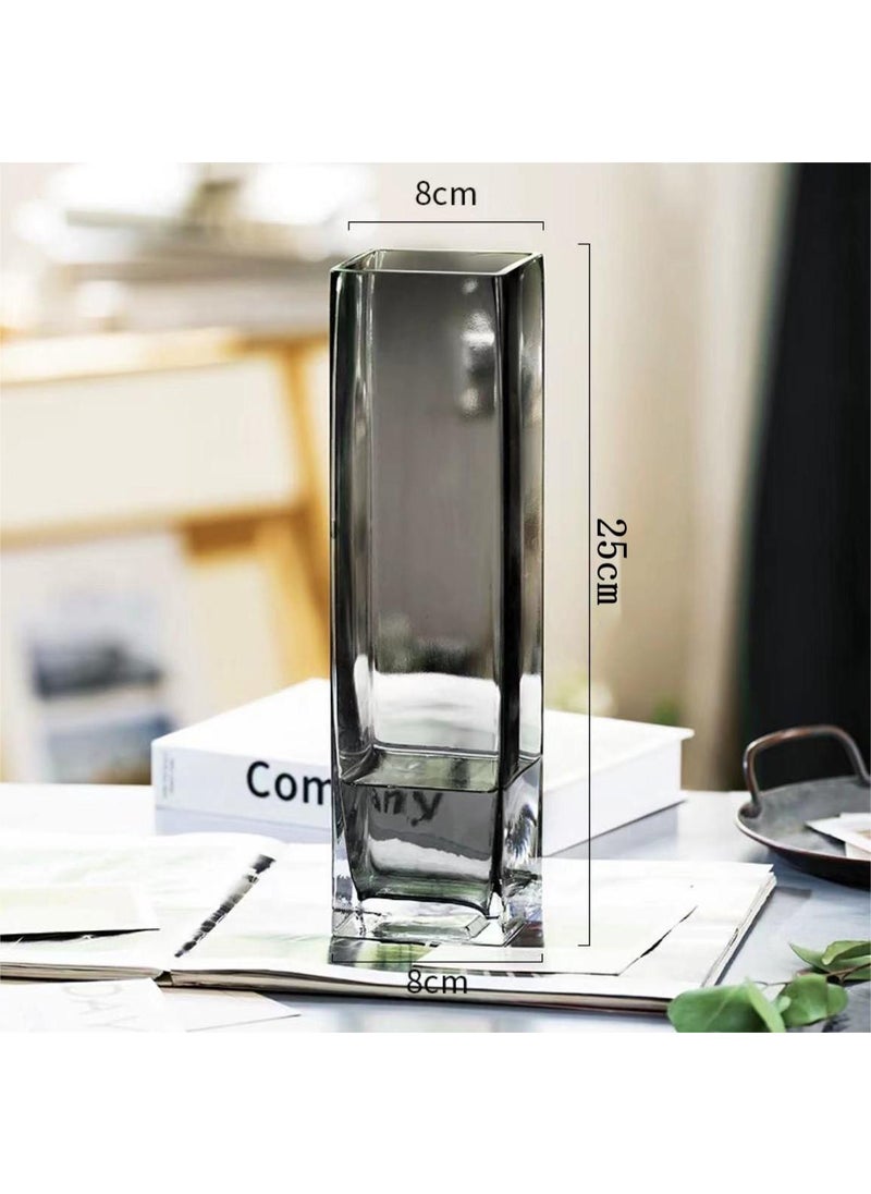 Luxury Creative Clear Glass Vase Decor8*25cm ash small square cylinder 8*25cm ash small square cylinder