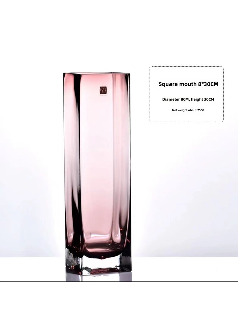 Luxury Creative Clear Glass Vase Decor8 * 30cm purple small square cylinder 8 * 30cm purple small square cylinder