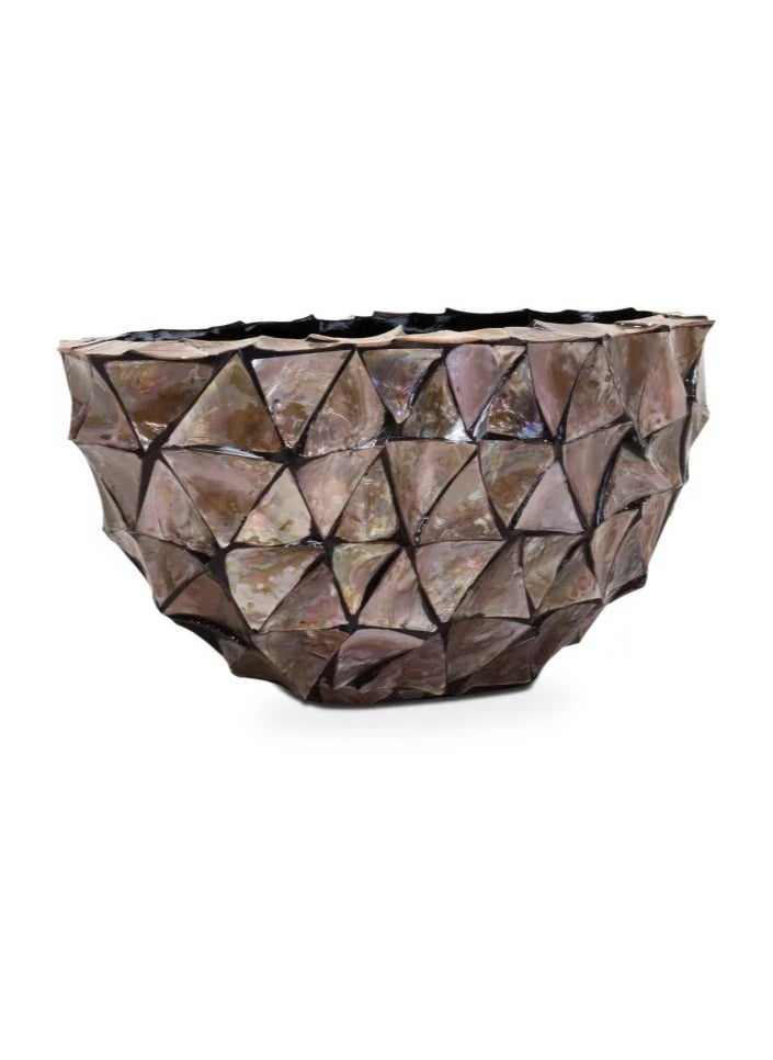 Shell planter oval, 60 x 26 x 30 cm, pearl brown Pot indoor