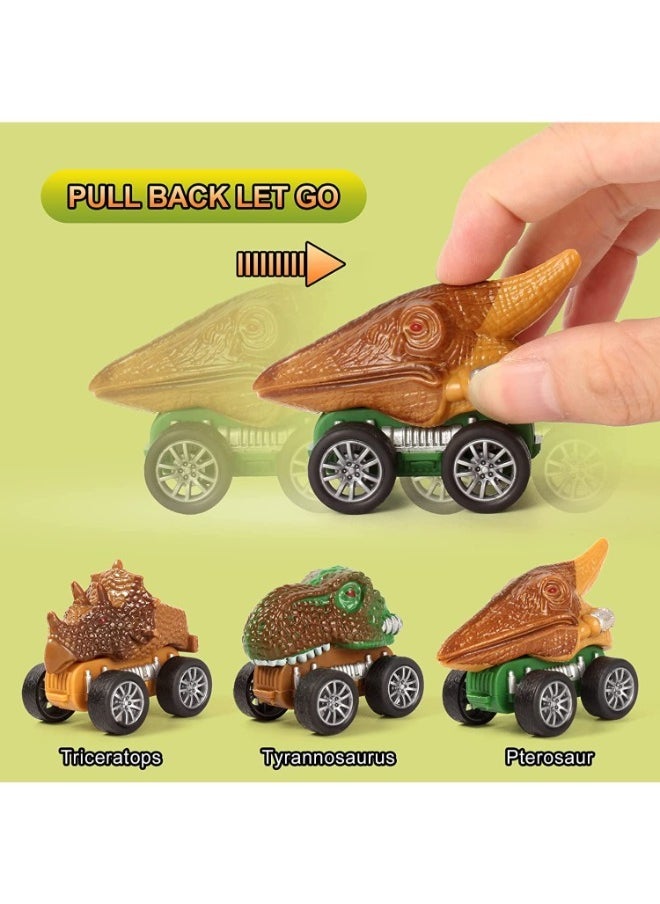 Dinosaur Toy For Boys - Dinosaur Toys Truck With Dinosaur Cars Set with Lights, Music, Sound,Dinosaur Car Launcher Track for Boys Age 3 4 5 6 7 8 Year Old/Dinosaur Kids Toys Gift