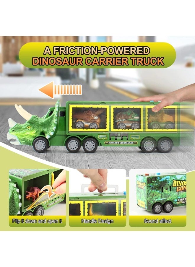 Dinosaur Toy For Boys - Dinosaur Toys Truck With Dinosaur Cars Set with Lights, Music, Sound,Dinosaur Car Launcher Track for Boys Age 3 4 5 6 7 8 Year Old/Dinosaur Kids Toys Gift