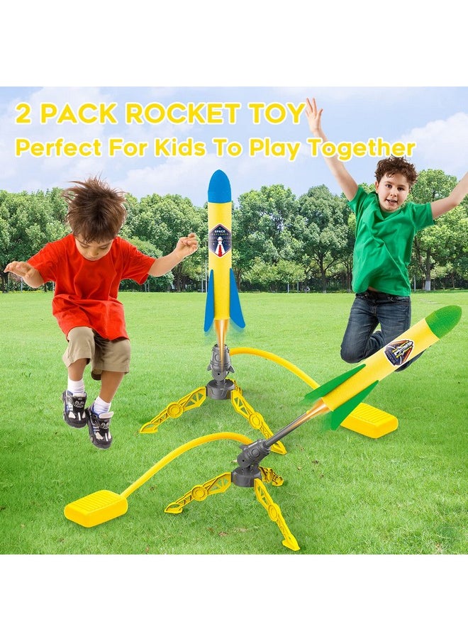 Rocket Launch Toys For Kids Age Of 3, 4, 5, 6, 7, 8 Year Old Boys & Girls, 2 Pack Rocket Launchers With 8 Colorful Foam Rockets, Top Outdoor Game, Ideal Christmas & Birthday Gift