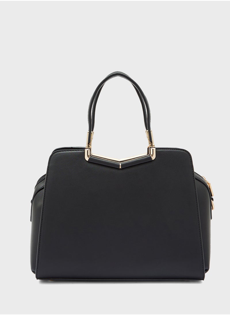 Metal Trim Satchel Bag