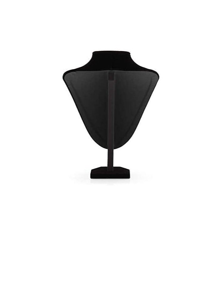 𝐅𝐅𝐃 Elegant Black Velvet Jewelry Bust Display Stand - Necklace Holder with Sturdy Wooden Base, Ideal for Home, Vanity, or Retail Jewelry Showcases