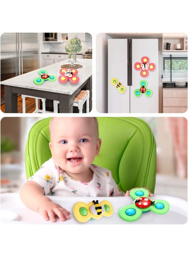 Suction Cup Spinner Toys, Dimple Suction Toy with Silicone Bubbles Release Stress and Anxiety Kids for Bath and Window,Suction Cup Fidget Spinner Baby Toys for 6 month Old (Suction Cup Spinner)