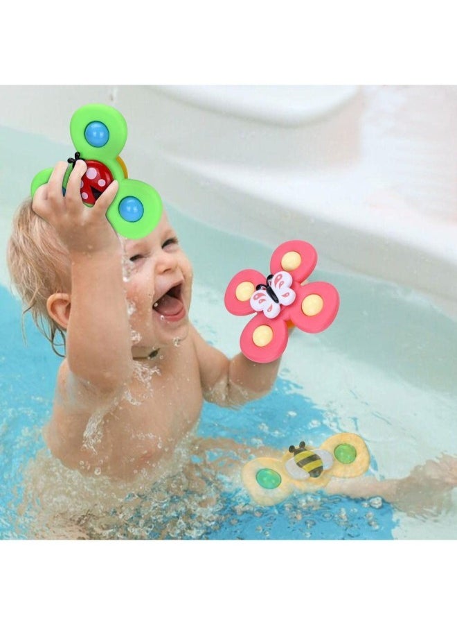 Suction Cup Spinner Toys, Dimple Suction Toy with Silicone Bubbles Release Stress and Anxiety Kids for Bath and Window,Suction Cup Fidget Spinner Baby Toys for 6 month Old (Suction Cup Spinner)