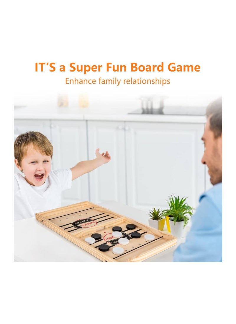 Large Sling Puck Game, Foosball Winner Board Game, Wooden Hockey Table Game, Fast Paced Slingshot Game Board, Rapid Sling Table Battle Speed String Puck Game for Kids Adults & Family Party, Large Size