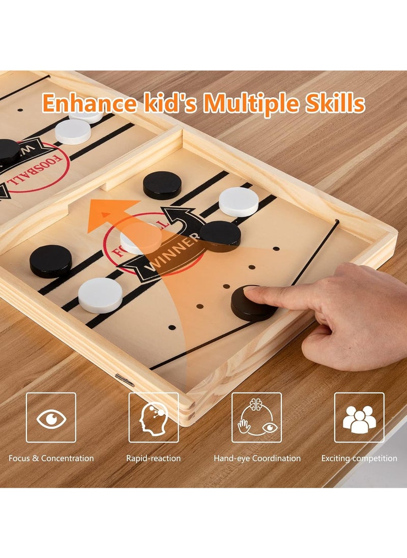 Large Sling Puck Game, Foosball Winner Board Game, Wooden Hockey Table Game, Fast Paced Slingshot Game Board, Rapid Sling Table Battle Speed String Puck Game for Kids Adults & Family Party, Large Size