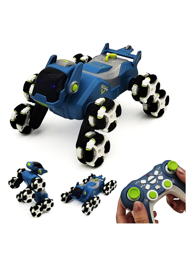 Remote Control Stunt Car Vehicle RC Robot Dog Mechanical Animal Toys 2.4G with Mist Spray, Music & Light Functions for Kids Children 6-14 Years Boys Girls Birthday Gifts (Blue)