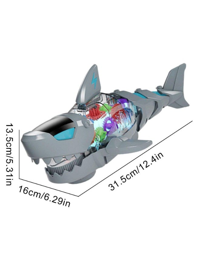 Electric Shark Toy – Moving Mouth, Colorful Lights, and Sound of Waves | Sea Animal Gear Toy for Toddlers with Clear Gearing Effect