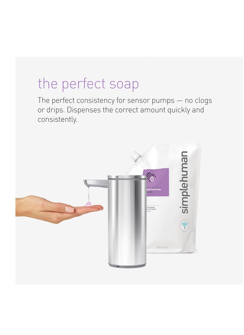 simplehuman Moisturizing Liquid Hand Soap Refill Pouch, 34 Fl Oz (Pack of 1), Fragrance Free, Count