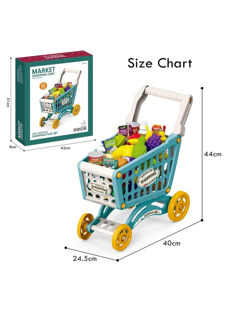 Eazy Kids Little Story Role Play Market Shopping Cart Toy Set 56 Pcs Green, LS_DIYSC_BU,