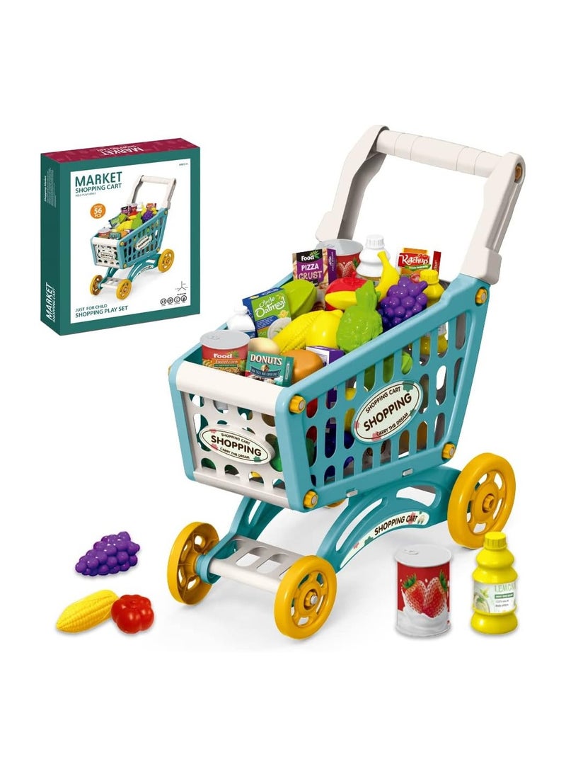 Eazy Kids Little Story Role Play Market Shopping Cart Toy Set 56 Pcs Green, LS_DIYSC_BU,