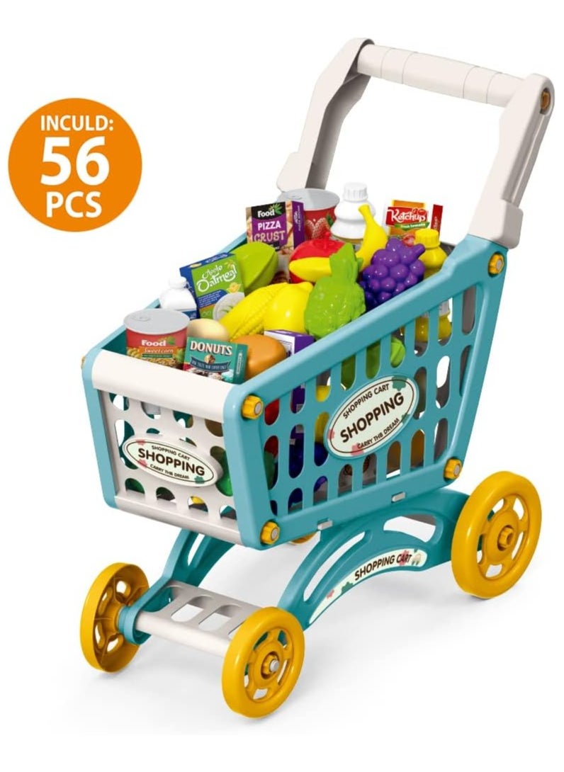 Eazy Kids Little Story Role Play Market Shopping Cart Toy Set 56 Pcs Green, LS_DIYSC_BU,