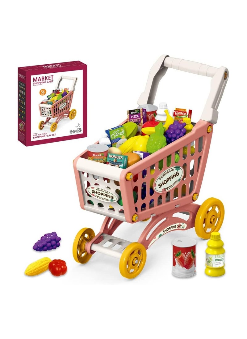 Little Story Role Play Market Shopping Cart Toy Set (56 Pcs) - Pink