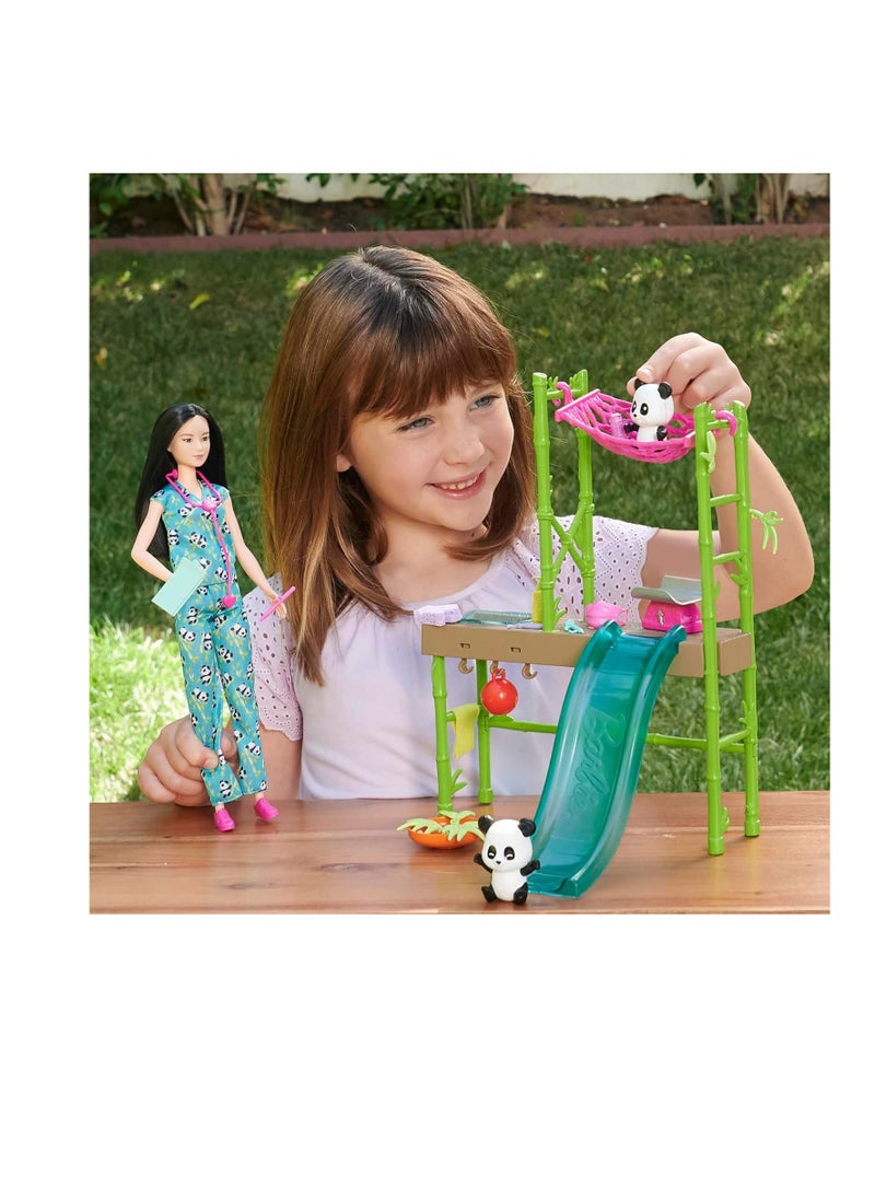 Doll and Accessories, Panda Care and Rescue Playset with Vet Doll, 2 Pandas with Color-Change Transformation and 20+ Pieces