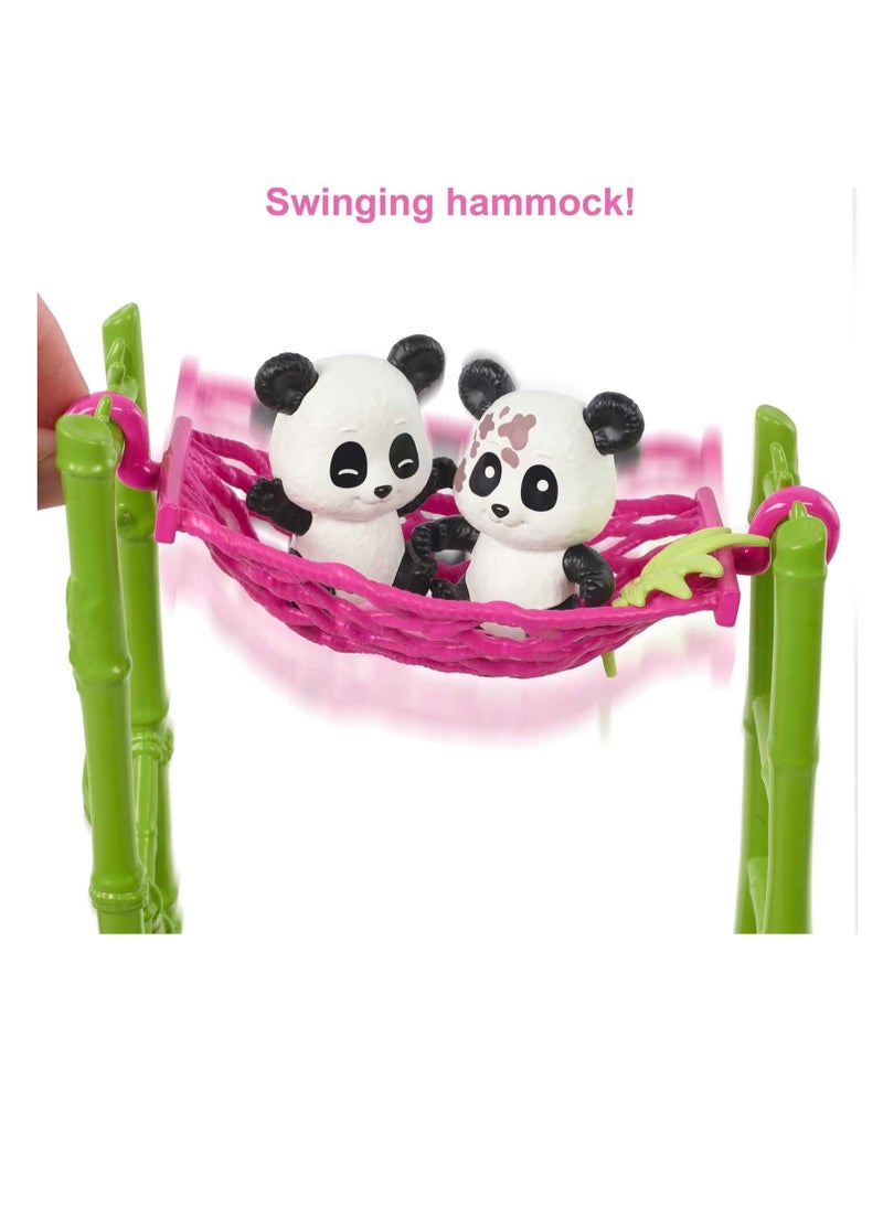 Doll and Accessories, Panda Care and Rescue Playset with Vet Doll, 2 Pandas with Color-Change Transformation and 20+ Pieces