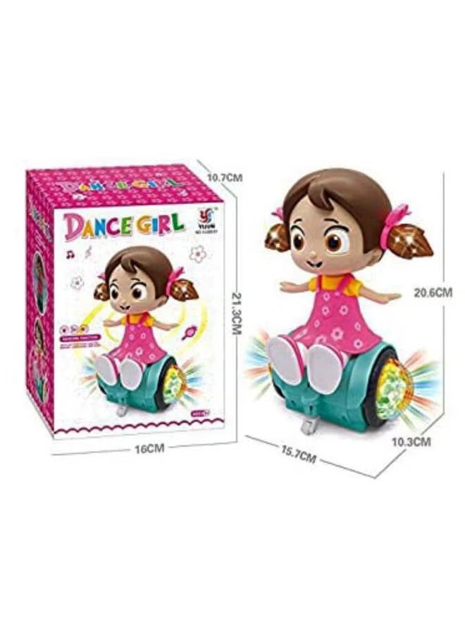 360 Degree Rotating Musical Dancing Girl Doll with Flashing Lights and Bump (Multicolour)