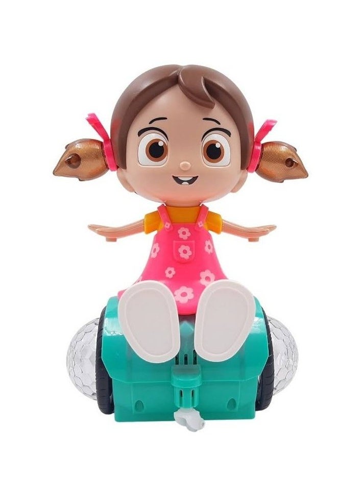 360 Degree Rotating Musical Dancing Girl Doll with Flashing Lights and Bump (Multicolour)