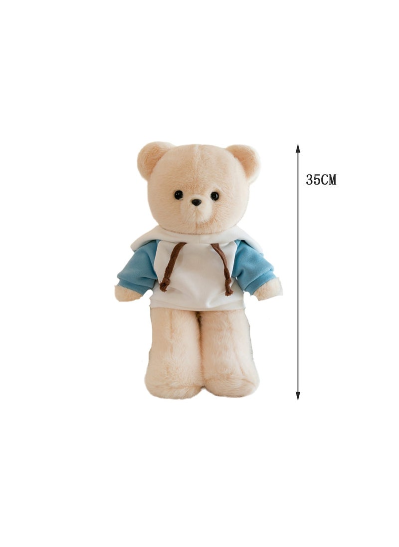 35 CM Cute Cartoon Bear Plush Toy Soft Stuffed Doll For Girls And Boys All Ages Gift（White）