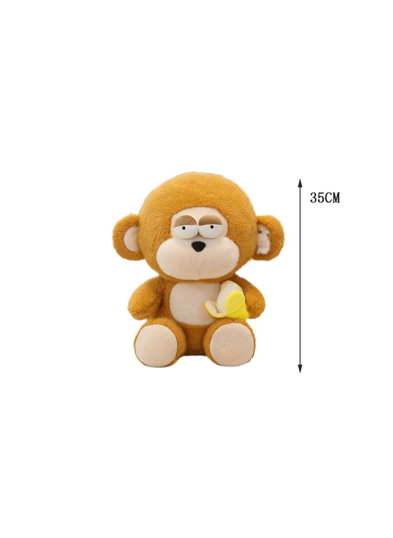 35 CM Monkey Plush Toy Soft Stuffed Cute Cartoon Animals Doll For Girls And Boys All Ages Gift（Yellow）