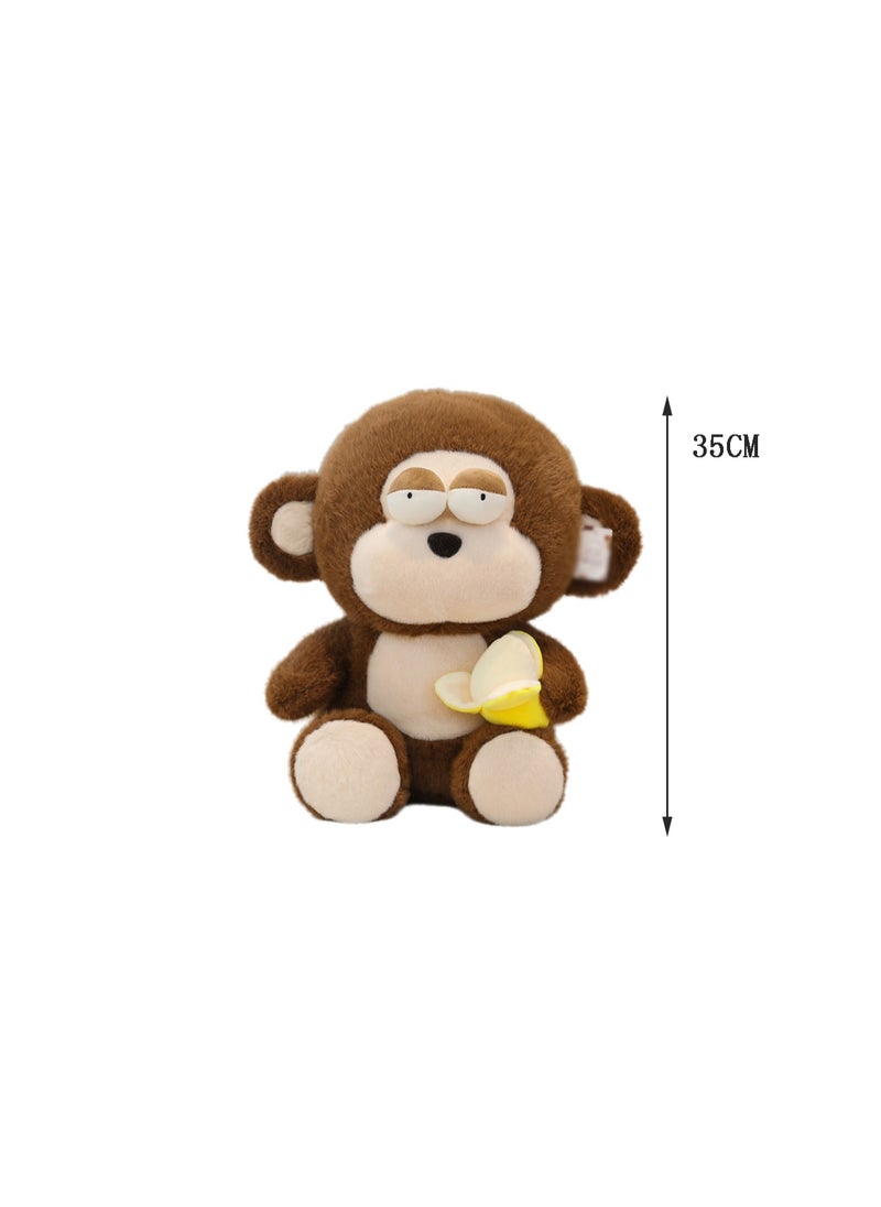 35 CM Monkey Plush Toy Soft Stuffed Cute Cartoon Animals Doll For Girls And Boys All Ages Gift（Brown）