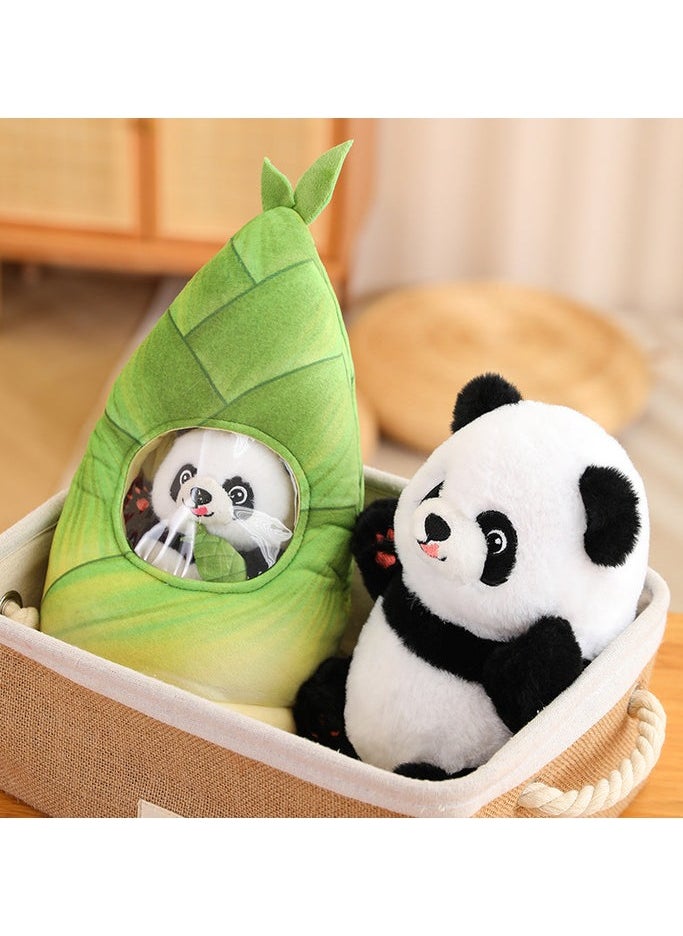 Adorable Panda Plush Toy Hiding in Bamboo Shoot