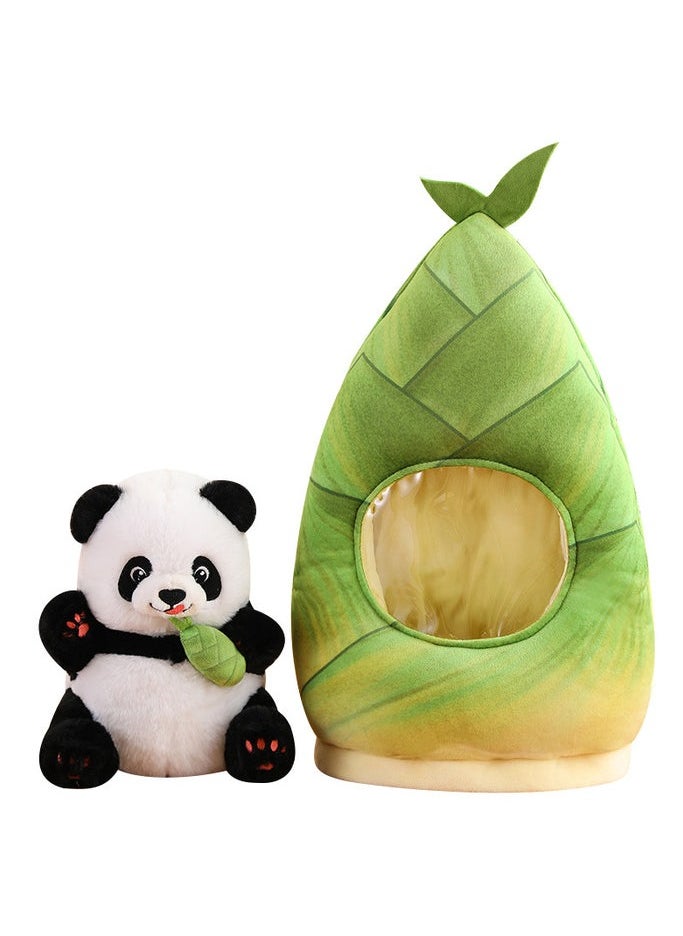 Adorable Panda Plush Toy Hiding in Bamboo Shoot