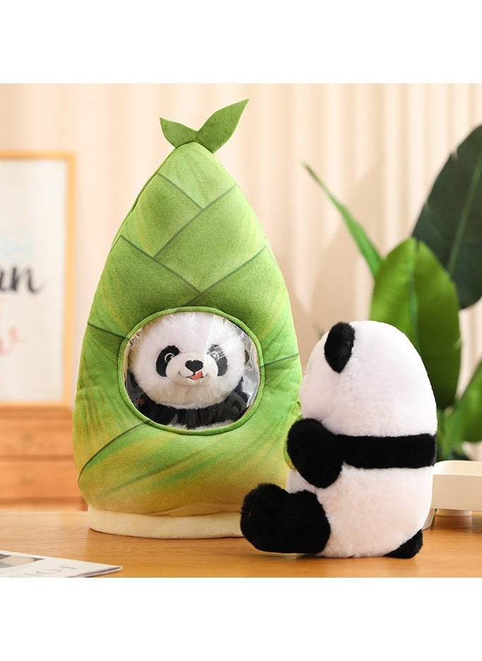 Adorable Panda Plush Toy Hiding in Bamboo Shoot