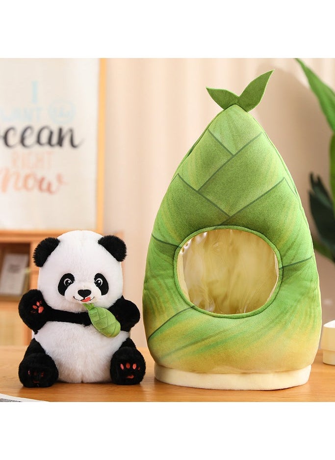 Adorable Panda Plush Toy Hiding in Bamboo Shoot