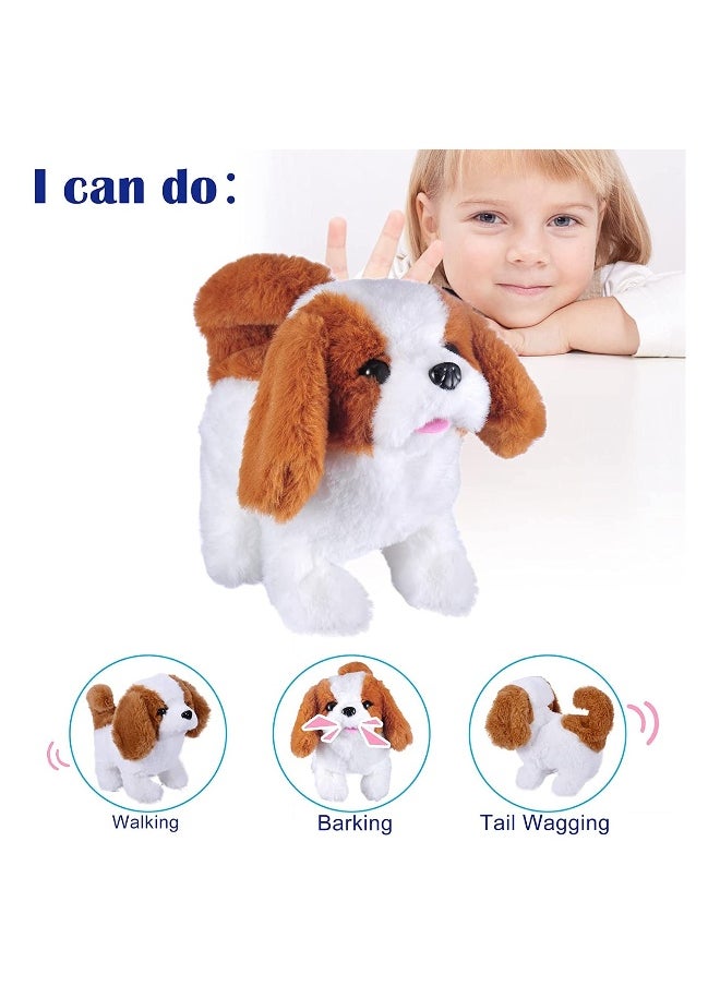 Plush Interactive Toy, Electronic Pet, Plush Golden Retriever Toy Puppy Electronic Interactive Pet Dog, Can Walking, Barking, Tail Wagging, Stretching, Companion Animal for Kids (Saint Bernard)