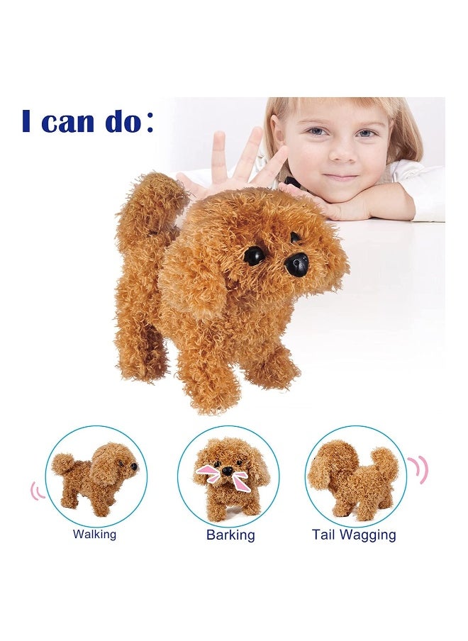 Plush Interactive Toy, Electronic Pet, Plush Golden Retriever Toy Puppy Electronic Interactive Pet Dog, Can Walking, Barking, Tail Wagging, Stretching, Companion Animal for Kids (Teddy Dog)