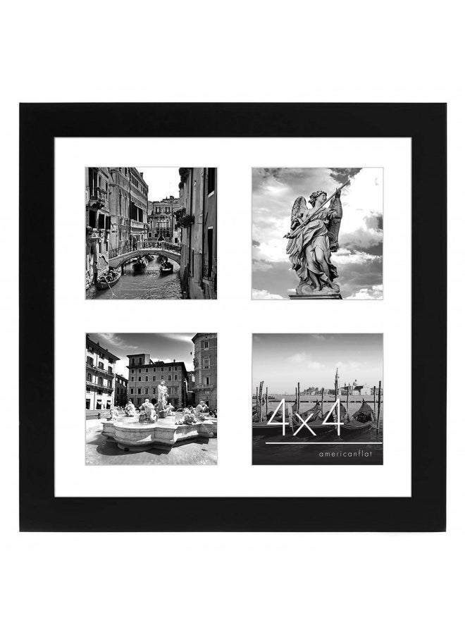 Americanflat 10x10 Collage Picture Frame with Shatter-Resistant Glass - Fits Four 4x4 Photos or One 10x10 Picture - Gallery Frame Set - Signature Collection - Photo Frame for Wall Display - Black