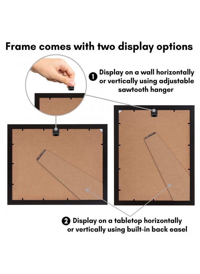 Americanflat 9x12 Picture Frame in Black - Displays 6x8 with Mat and 9x12 Without Mat - Engineered Wood with Shatter Resistant Glass - Horizontal and Vertical Formats for Wall