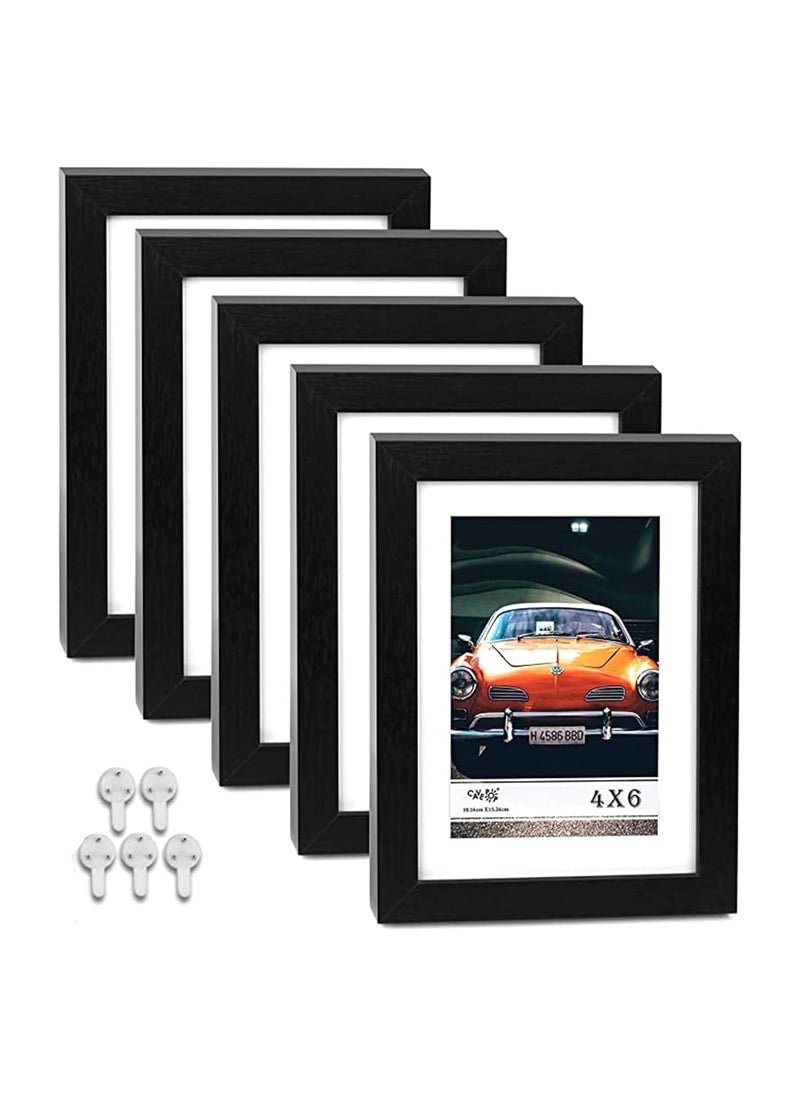 5Pack Photo Frames Set for Wall Decor, 5x7 Black Picture Frames Collage, Display Pictures 4x6 with Mat or 5x7 Without Mat, Wall Gallery Photo Frames, TableTop Display or Wall Mounting