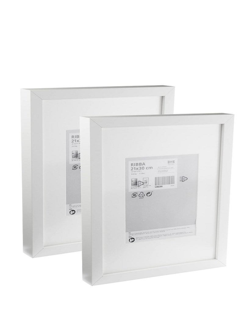 RIBBA Chunky Thick A4 Photo Frames - White, 21x30 cm, Fibreboard & Plastic, Set of 2