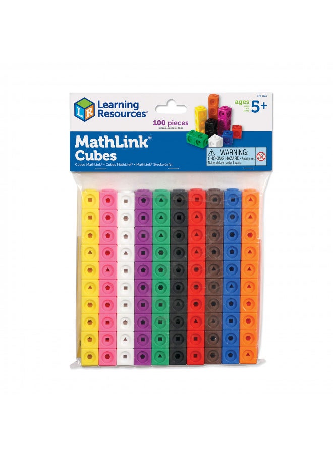 Learning Resources MathLink Cubes - Set of 100 Cubes, Ages 5+, Kindergarten, STEM Activities, Math Manipulatives, Counting Blocks, Homeschool Supplies, Kindergartner Classroom Supplies