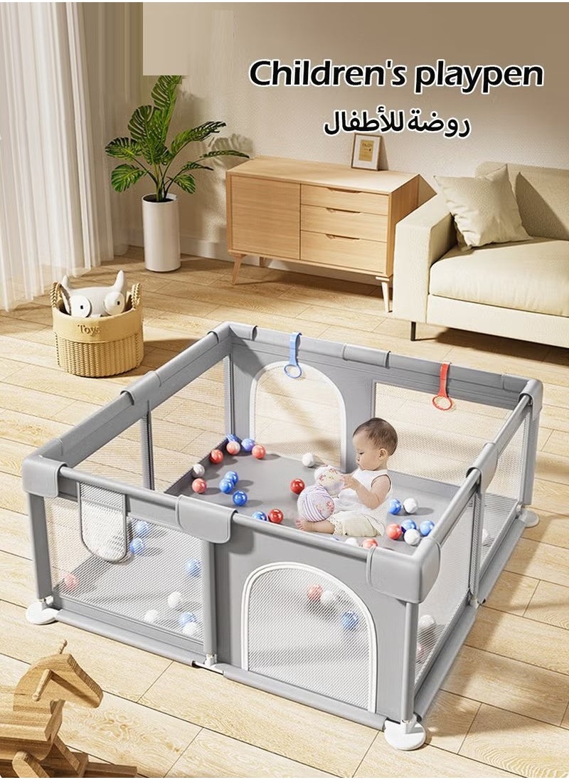 Baby Playpen Playpen for Babies and Toddlers Baby Play Yards Safety Indoor Baby Fence Play Area Extra Large Baby Gate Playpen with 30 Balls Infants Kids Activity Play Pen Cente 130 × 130 CM