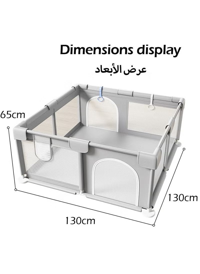 Baby Playpen Playpen for Babies and Toddlers Baby Play Yards Safety Indoor Baby Fence Play Area Extra Large Baby Gate Playpen with 30 Balls Infants Kids Activity Play Pen Cente 130 × 130 CM