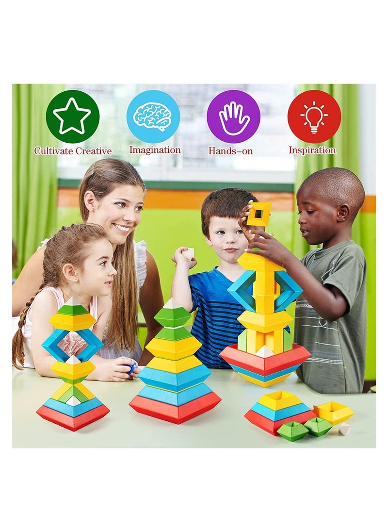 Stacking Toys for Toddlers, Montessori Toys for 1 2 3 4 5 Year Old Girls Boys Toddlers, Preschool Learning Activities, 30Pcs Building Blocks Stacking Educational Toys STEM Sensory Toys Gifts for Kids