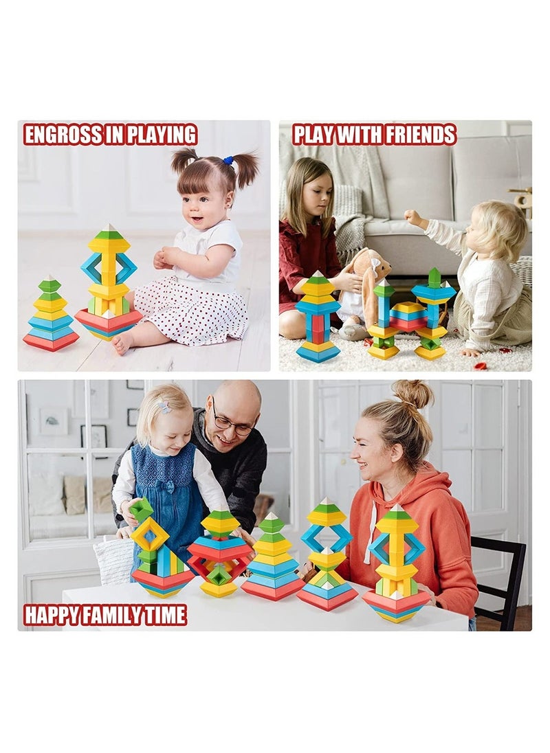 Stacking Toys for Toddlers, Montessori Toys for 1 2 3 4 5 Year Old Girls Boys Toddlers, Preschool Learning Activities, 30Pcs Building Blocks Stacking Educational Toys STEM Sensory Toys Gifts for Kids