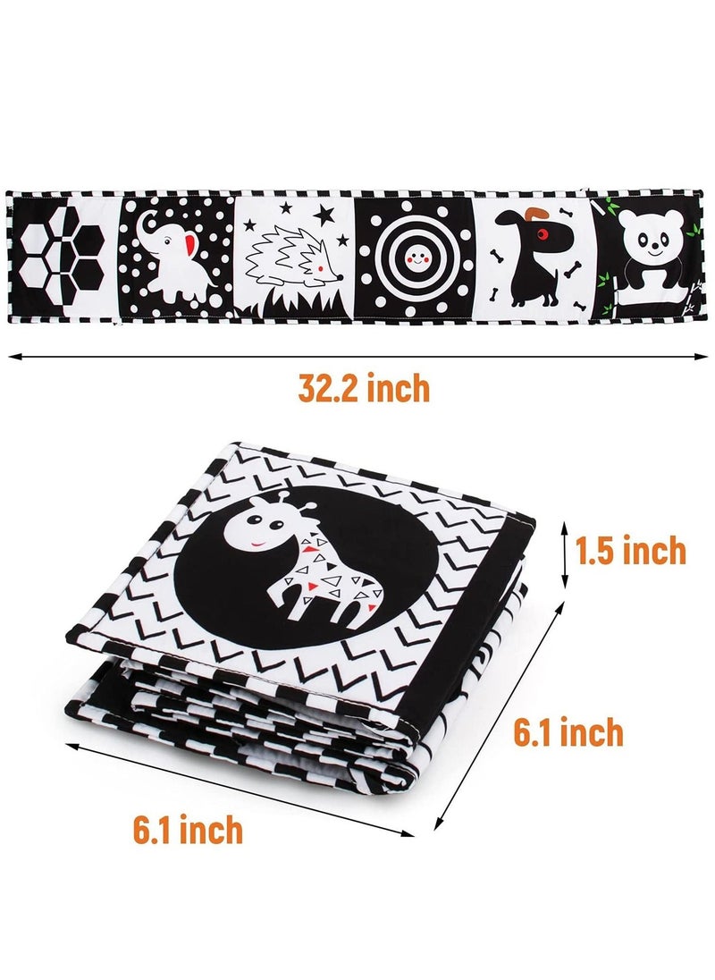 High Contrast Baby Cloth Book for Early Education, Infant Tummy-time Mat, Three-Dimensional Can Be Bitten and Tear Not Rotten Paper 0-3 Years Old Baby Toys (Black and White )