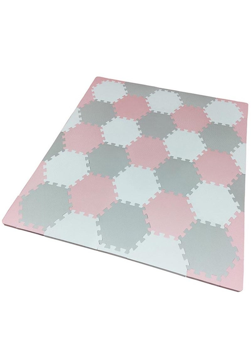 Bumble & Bird - BabySafe Play Mat - Hexagonal Pink/Cream