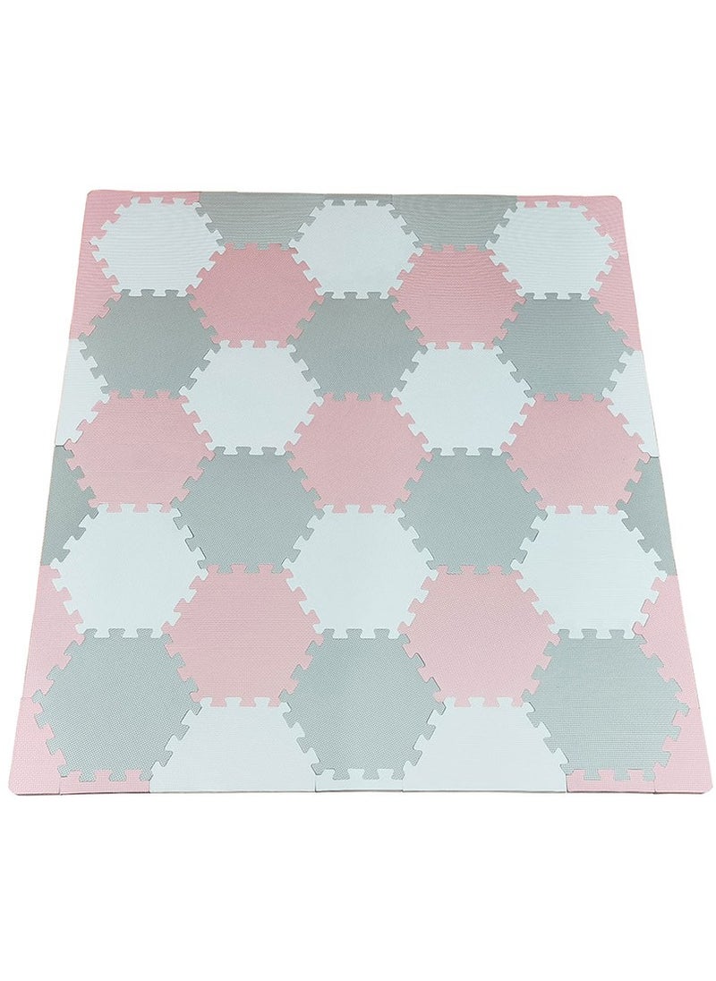 Bumble & Bird - BabySafe Play Mat - Hexagonal Pink/Cream