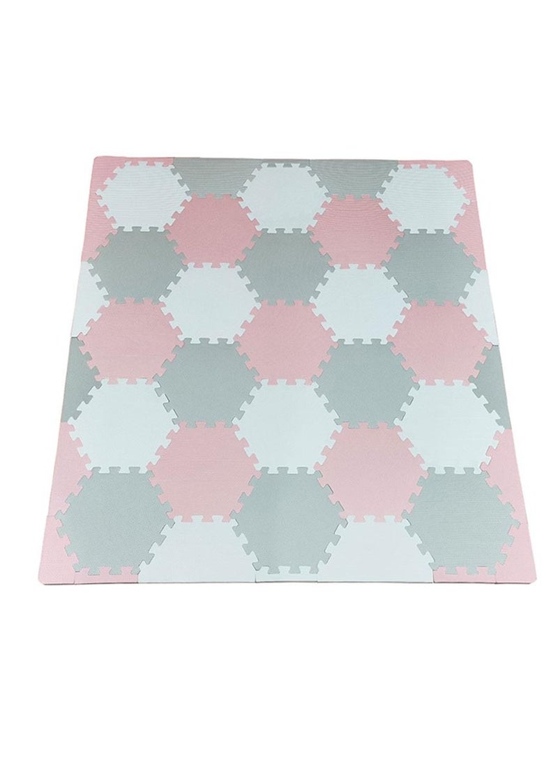 Bumble & Bird - BabySafe Play Mat - Hexagonal Pink/Cream